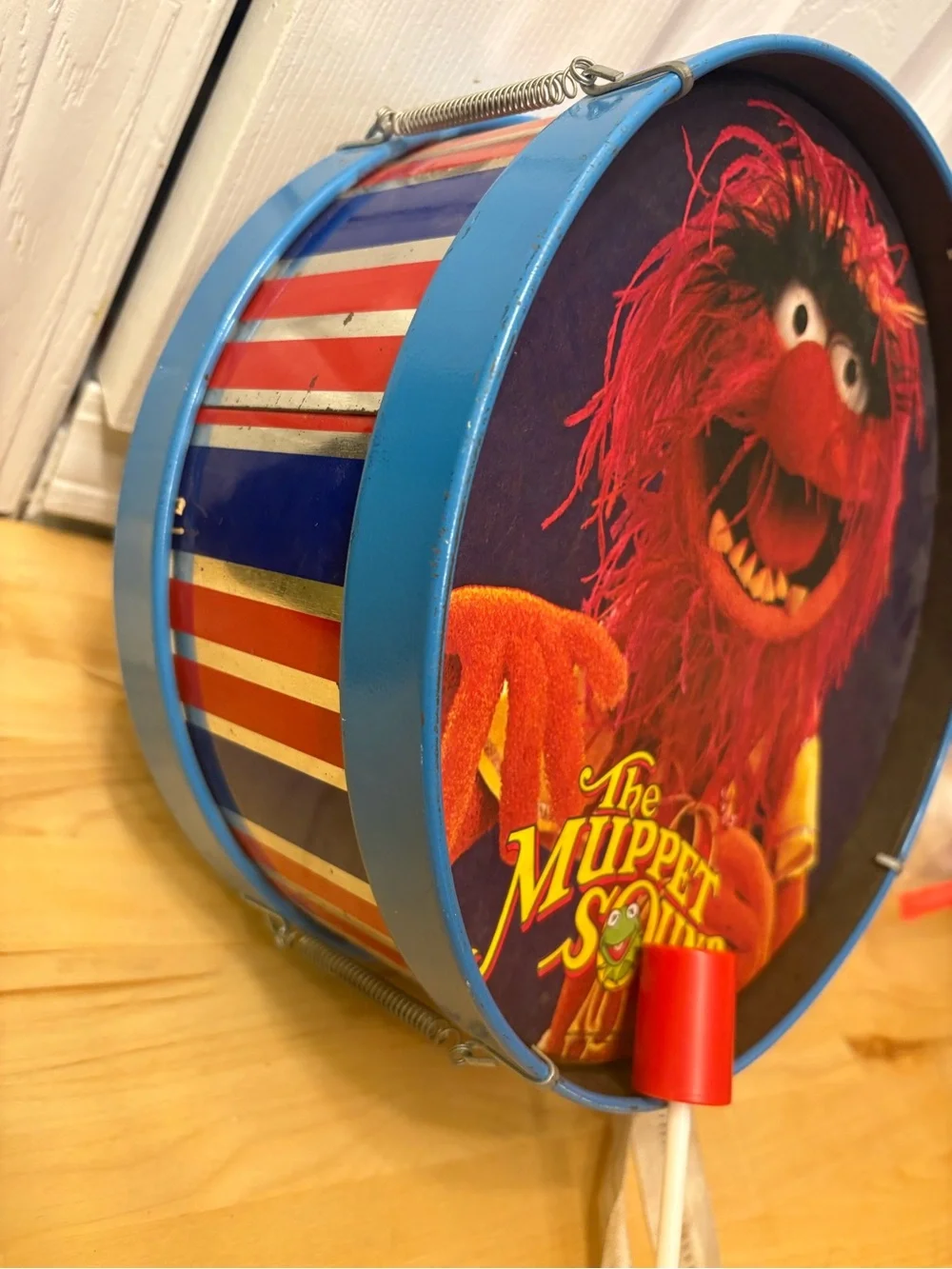 The Muppet Show Kids Blue & Red Drum Toy - Licensed Character antique